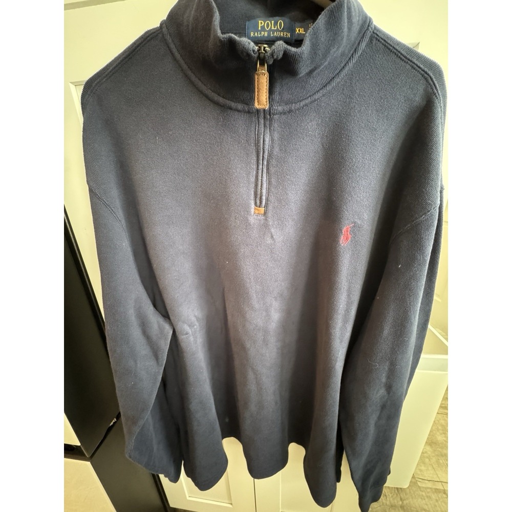 Ralph Lauren Polo‎ Estate-Rib 1/4 Zip Pullover Shirt Navy | Men's Sz XL
